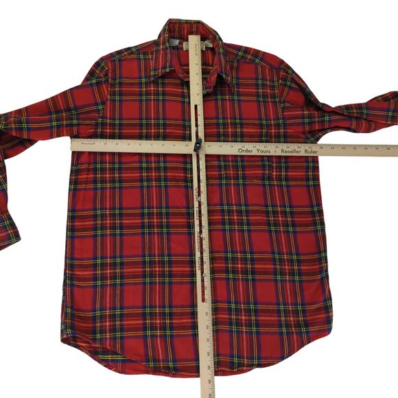 LL Bean Red Plaid Flannel Button-down Shirt Men's Medium Made in USA 100% Cotton - Picture 7 of 9
